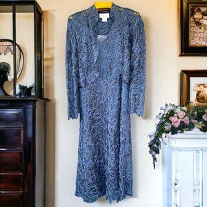Soulmates Applique Formal 2 Piece Blue Dress Suit L